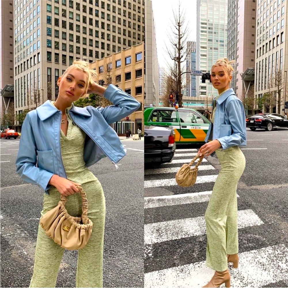 Song of Style | Nima Top & Emmett Pant Set Green Heather M Elsa Hosk VHTF